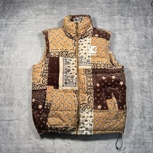 Karl Kani Vest Mens Medium Brown Patchwork Paisley Corduroy Streetwear Y2K 2Pac